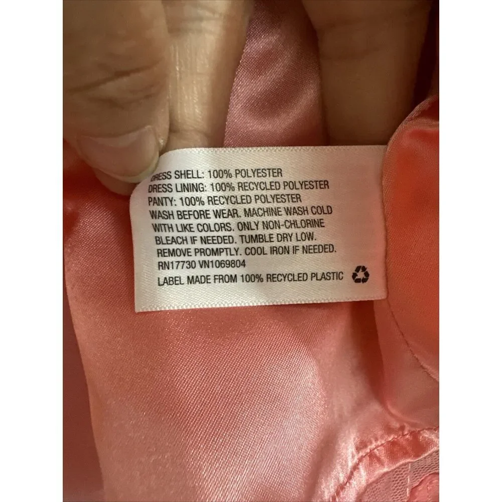 Cat and Jack Baby Girl Coral Pink Dress 3-6mo Ruffles - Picture 9 of 10